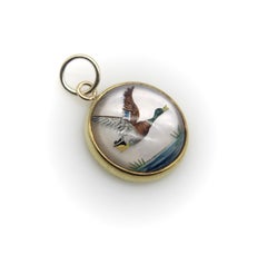 18K Gold Essex Crystal East-Flying Mallard Duck Charm