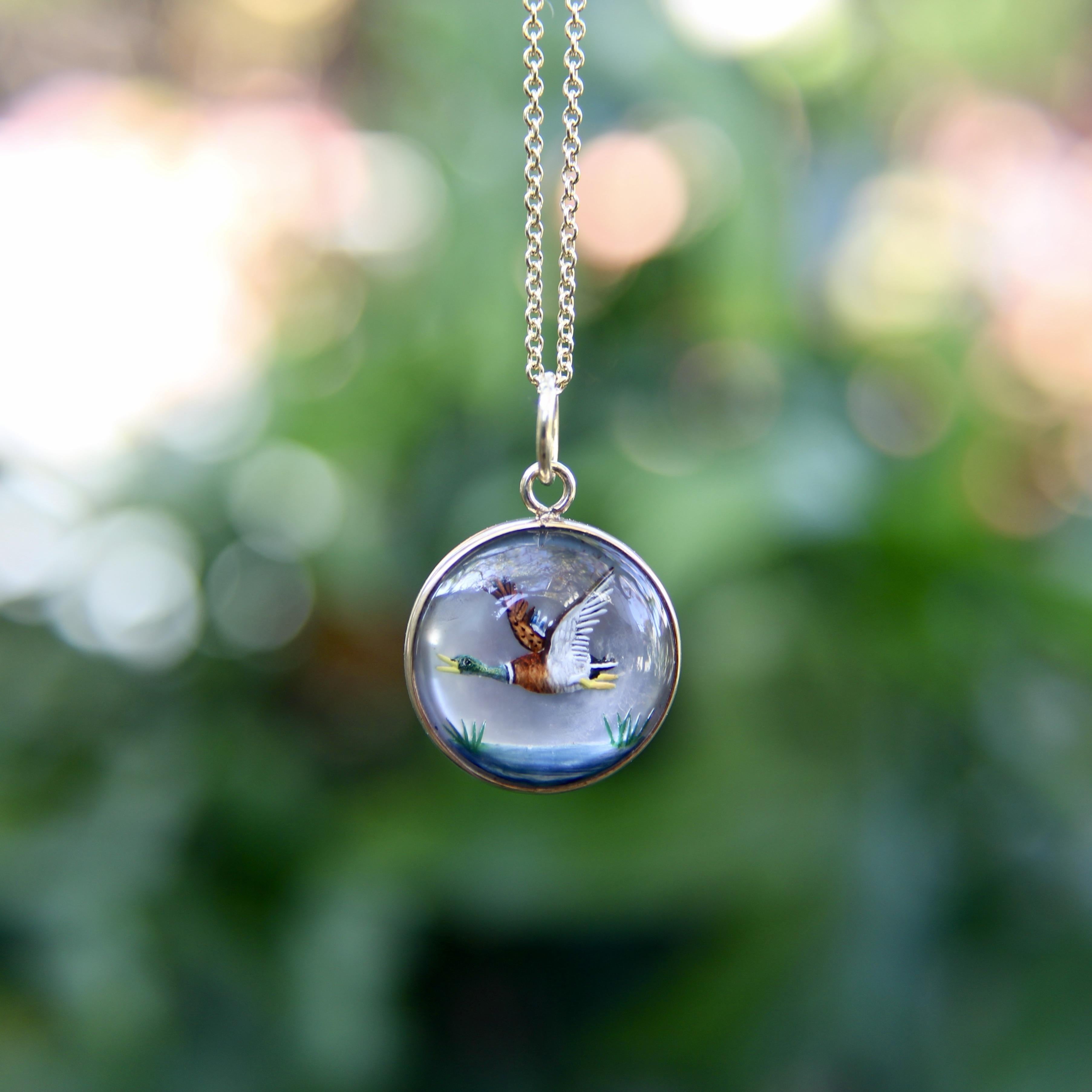 18K Gold Essex Crystal West-Flying Mallard Ente Charme im Angebot 2