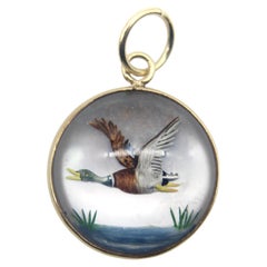 18K Gold Essex Crystal West-Flying Mallard Duck Charm