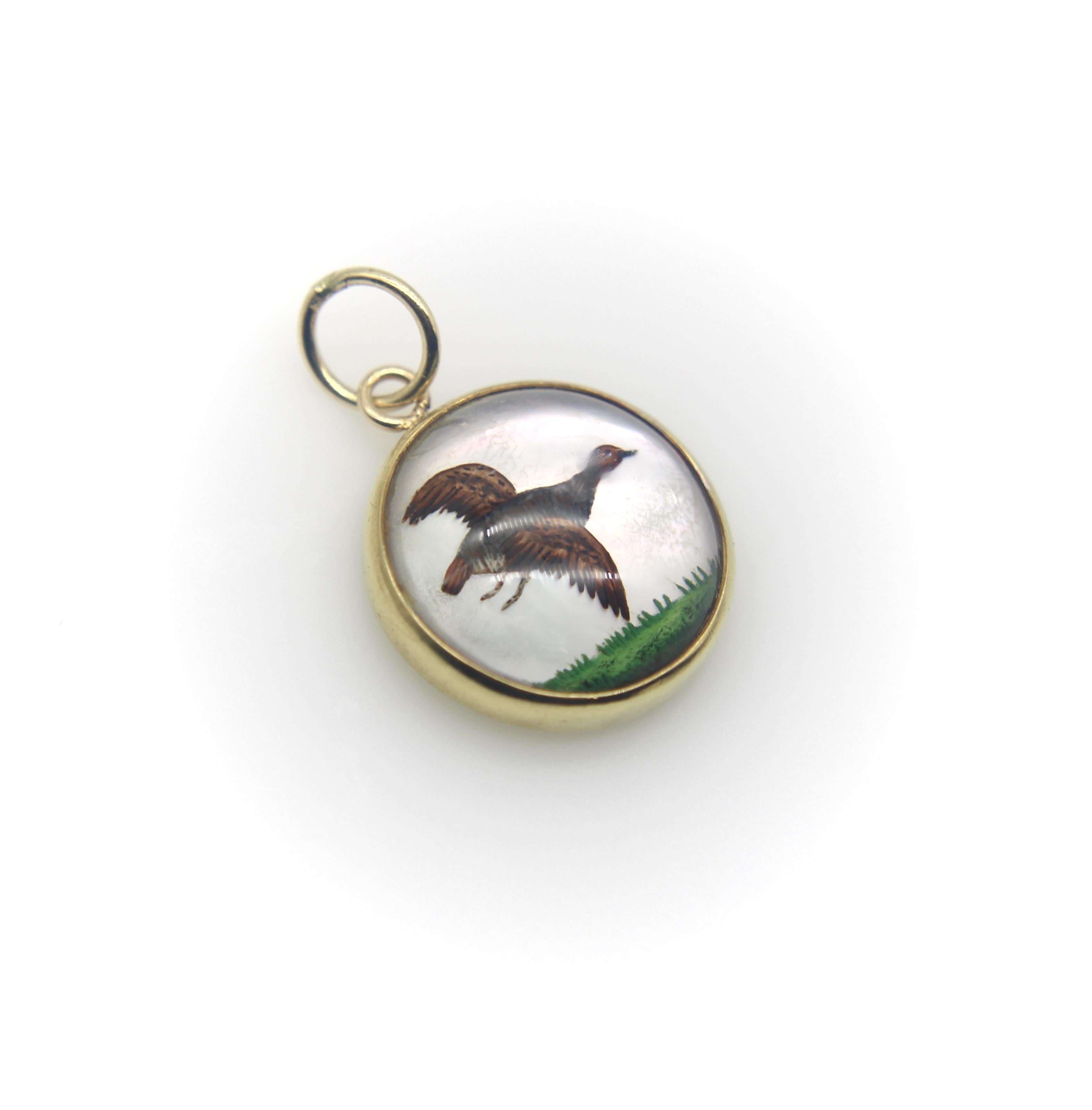 18K Gold Essex Kristall Wild Turkey Charme (Edwardian) im Angebot