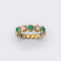 18k Gold Eternity Emerald And Diamond Ring  Italian Jewelry  Oltremare Gioielli