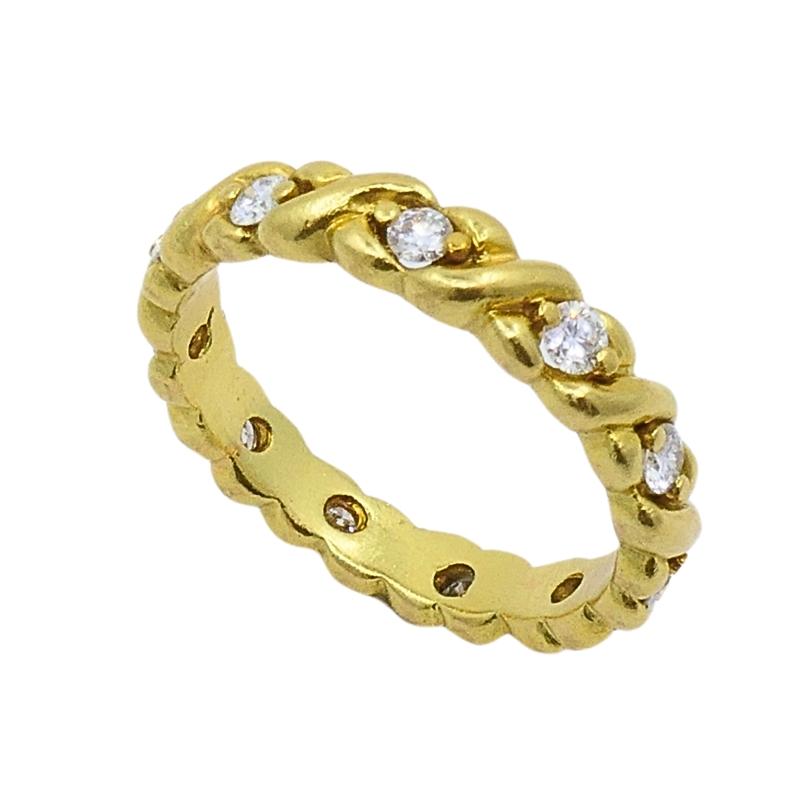 Round Cut 18k Gold Eternity Ring Diamond Band For Sale