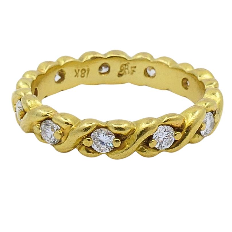 18k Gold Eternity Ring Diamond Band In Good Condition For Sale In Beverly Hills, CA