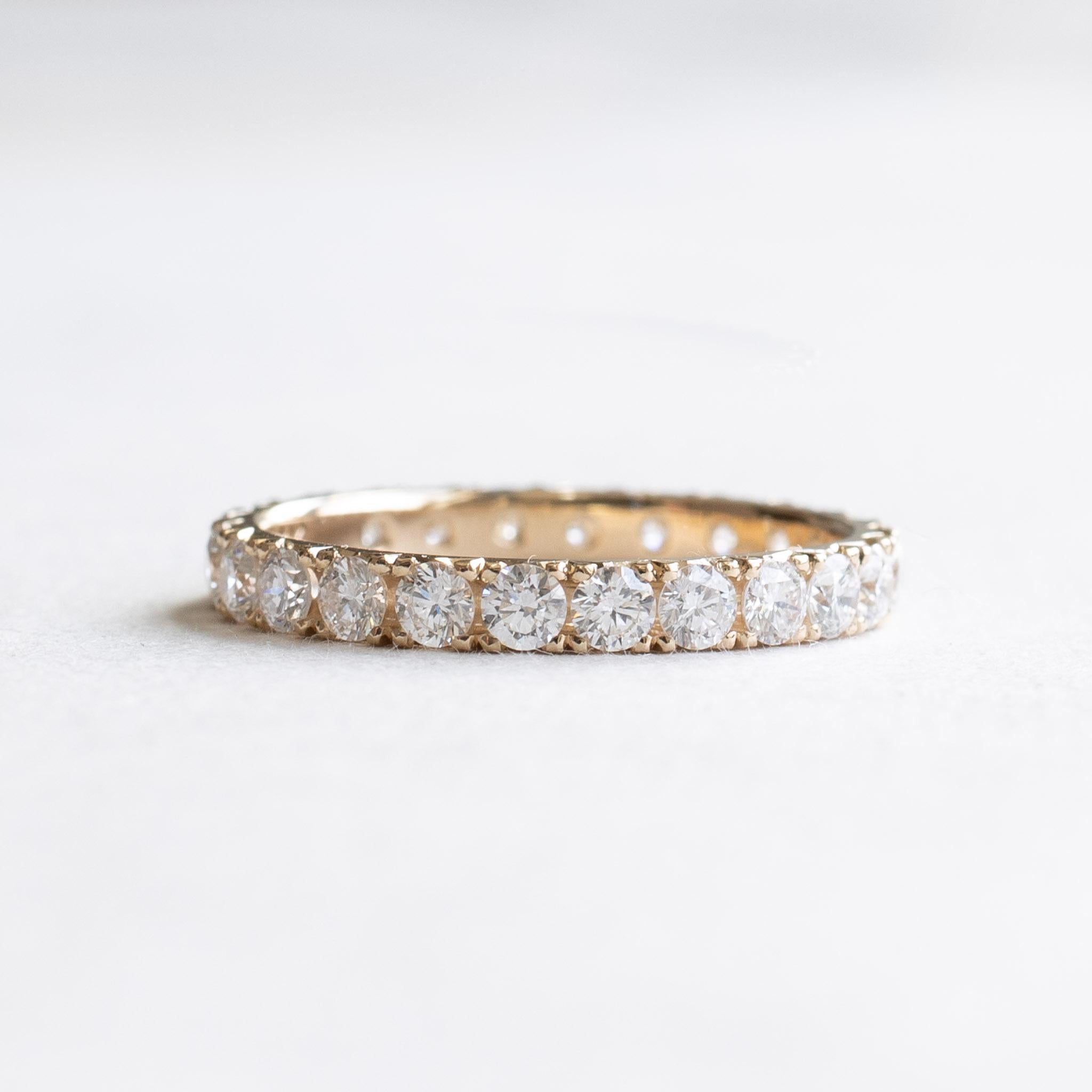 Art Deco 18k Gold Eternity Ring, French Pave Diamond Band For Sale
