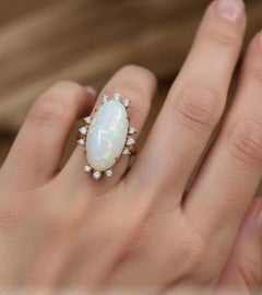 18K Gold Ethiopian Opal Diamond Cocktail Ring