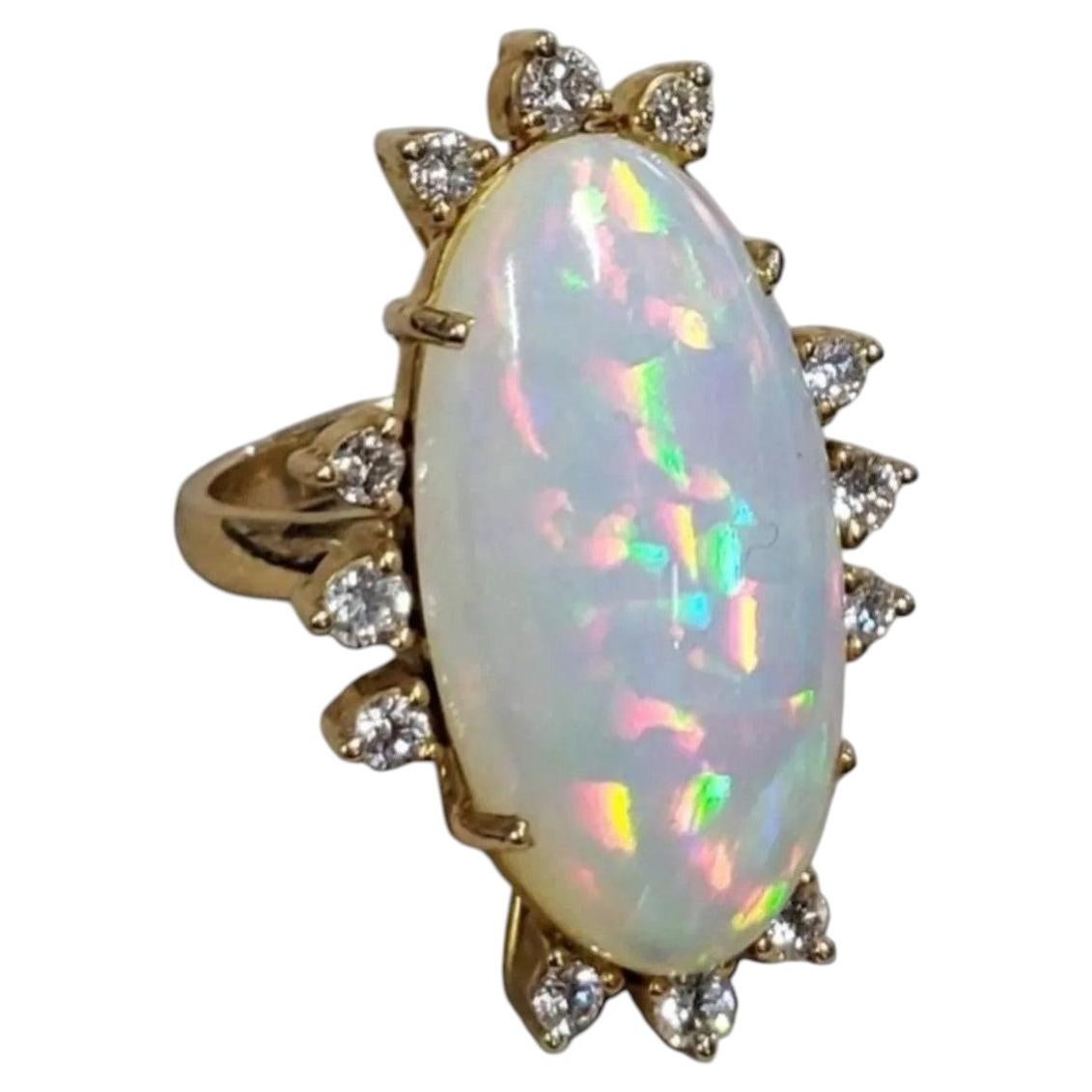 18K Gold Ethiopian Opal Diamond Cocktail Ring