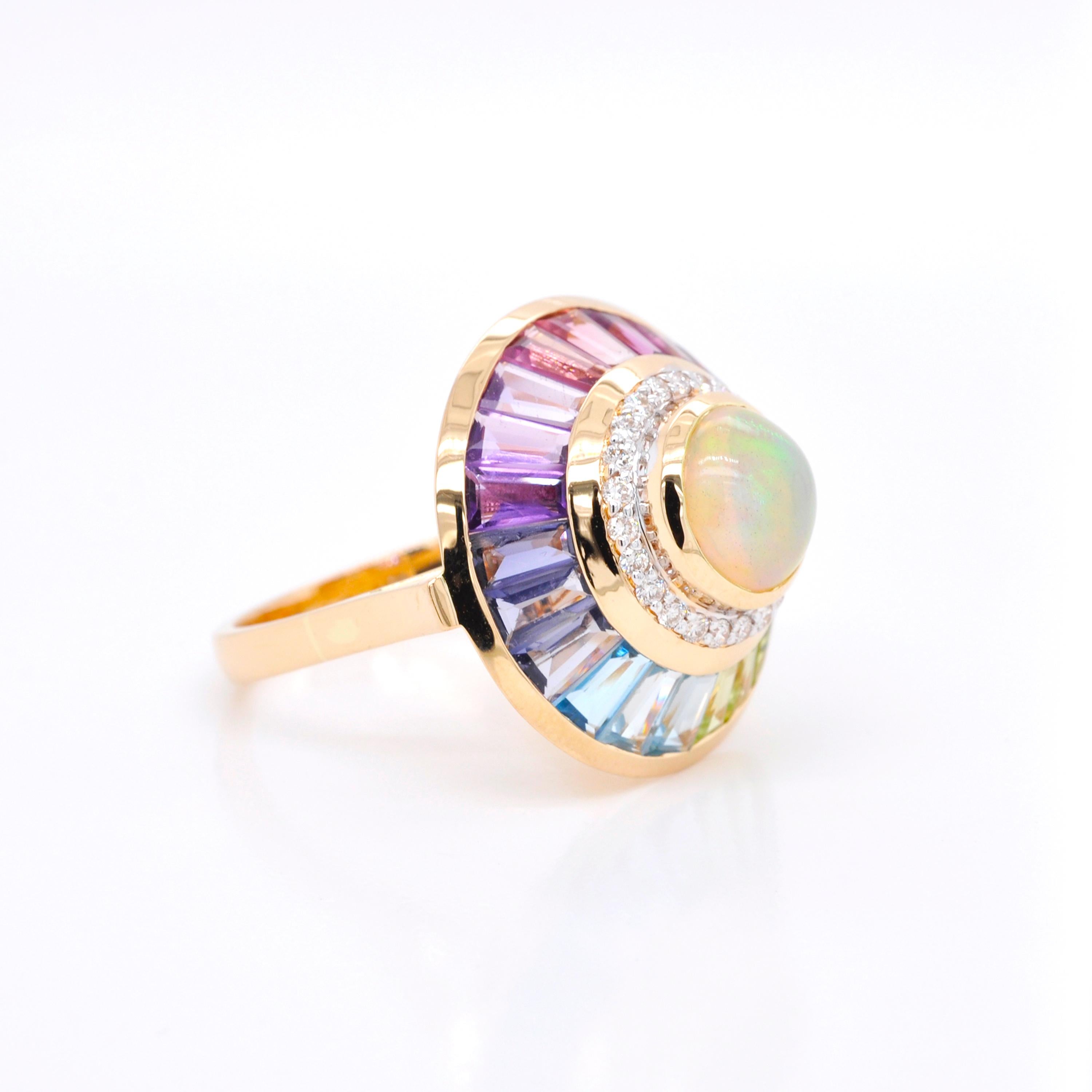 opal baguette ring