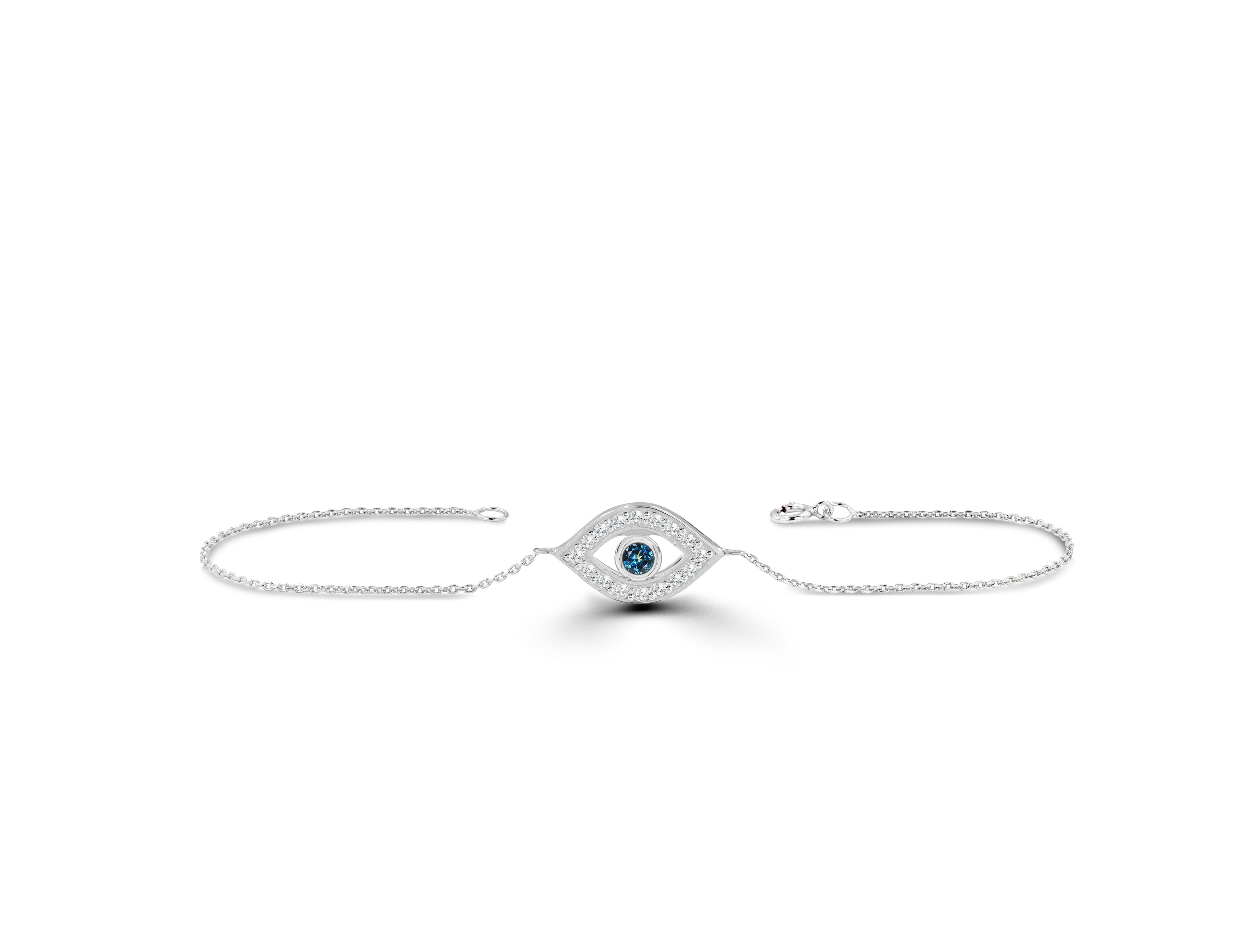 Pulsera de oro de 18 quilates con forma de mal de ojo Corte redondo en venta