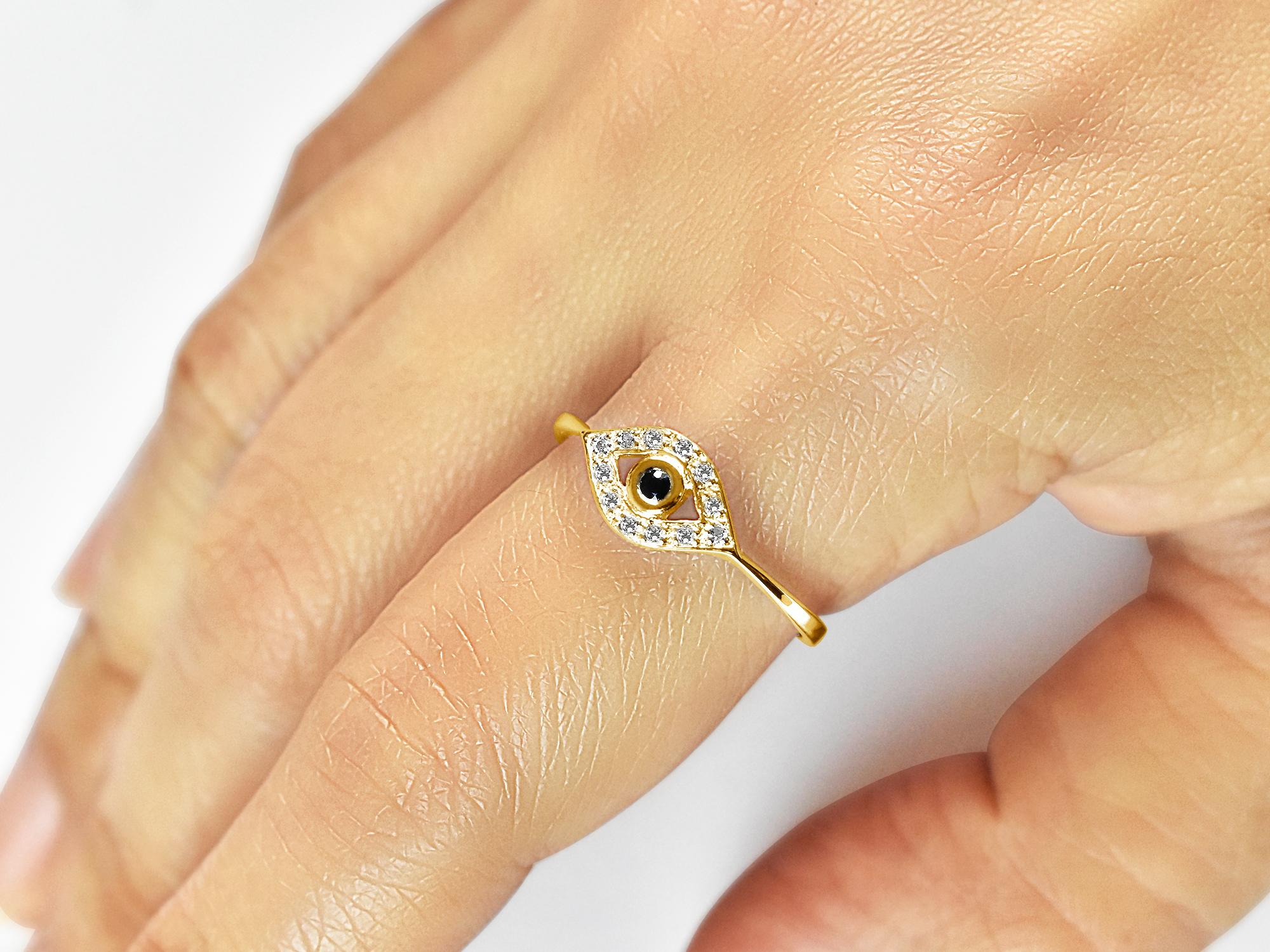 For Sale:  18k Gold Evil Eye Gemstone Ring Birthstone Ring 13