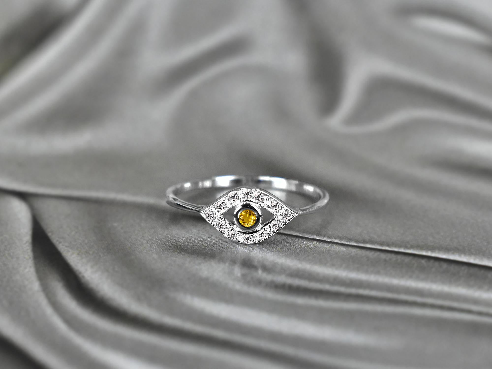 For Sale:  18k Gold Evil Eye Gemstone Ring Birthstone Ring 6