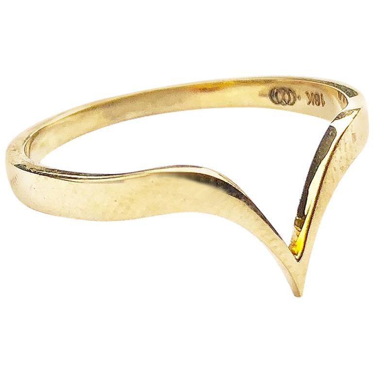Women's or Men's 18 Karat Gold Fabri Stackable Ring For Sale