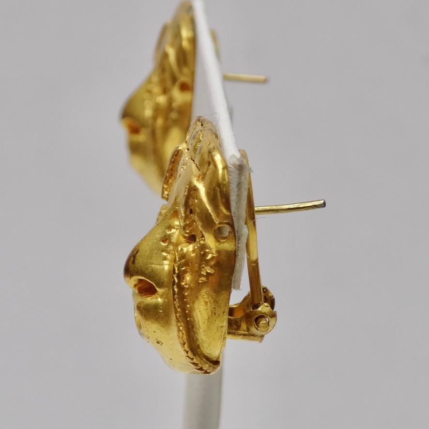 18K Gold Gesicht Motiv Ohrstecker im Angebot 1