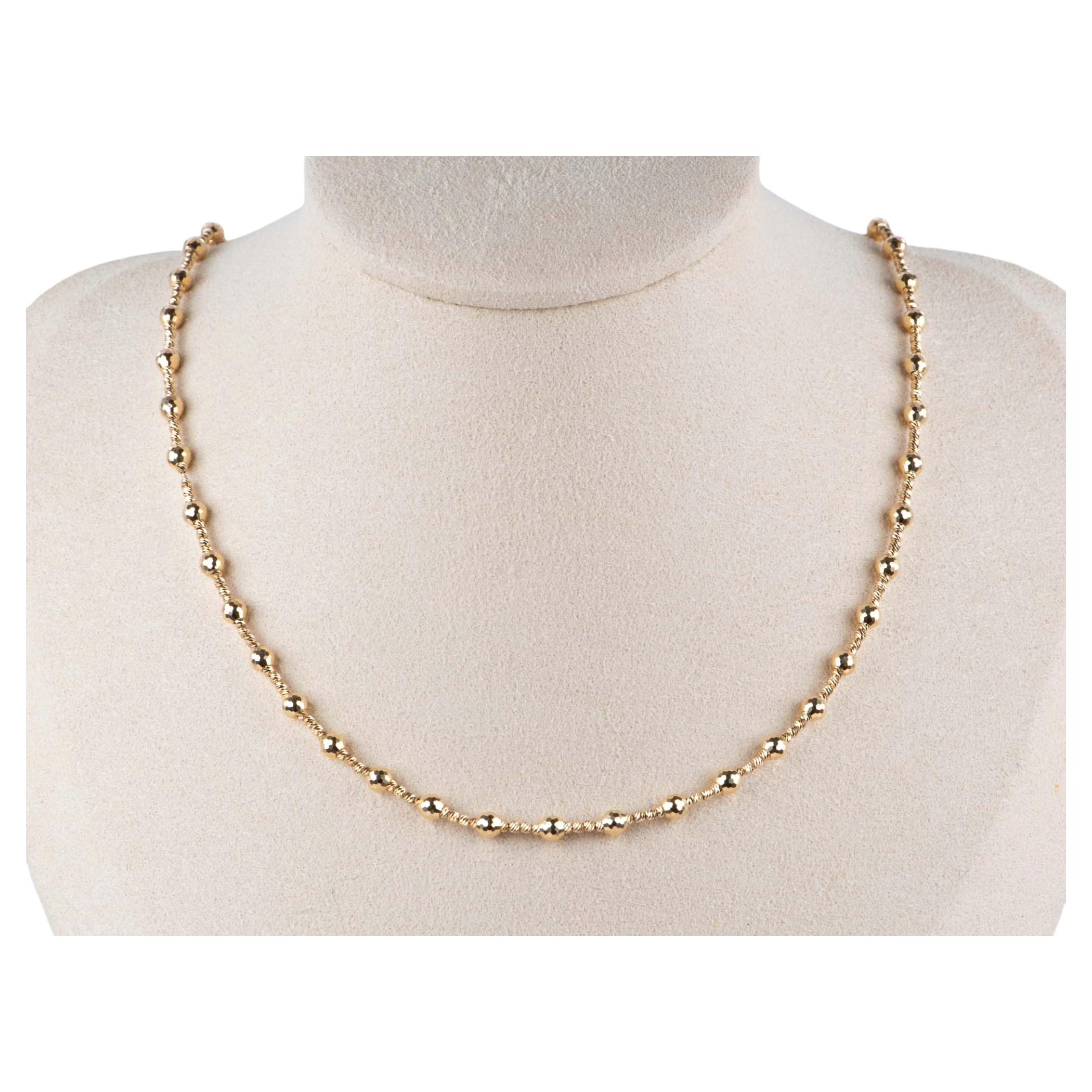 Collar de cuentas facetadas de oro de 18 quilates, 6,93 g, 17,5", R4578