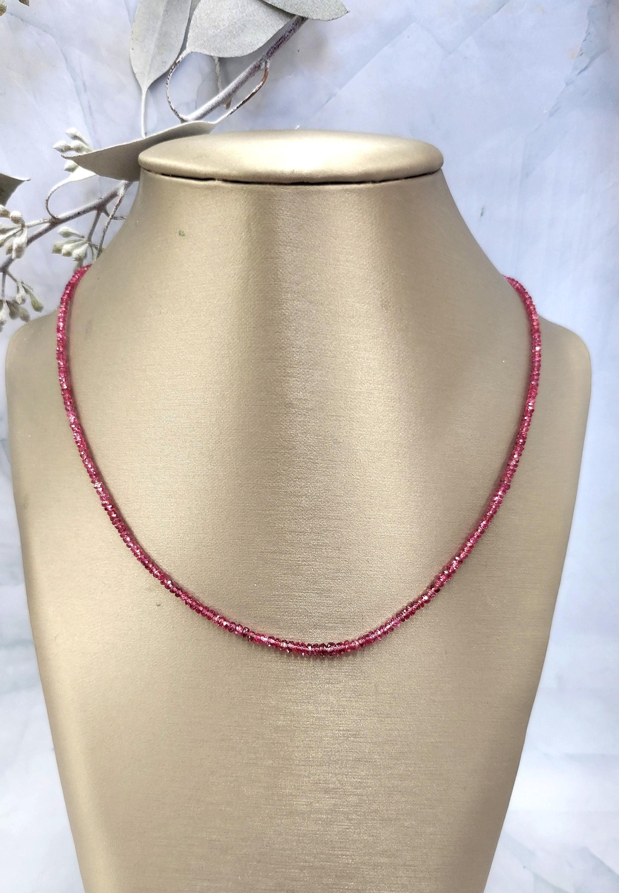 Lovely graduated ruby bead necklace!

Can be worn alone or with ant charm/pendant
16.5 inch length
With an 18k white gold clasp
Stones are bright red with a hint of purple.