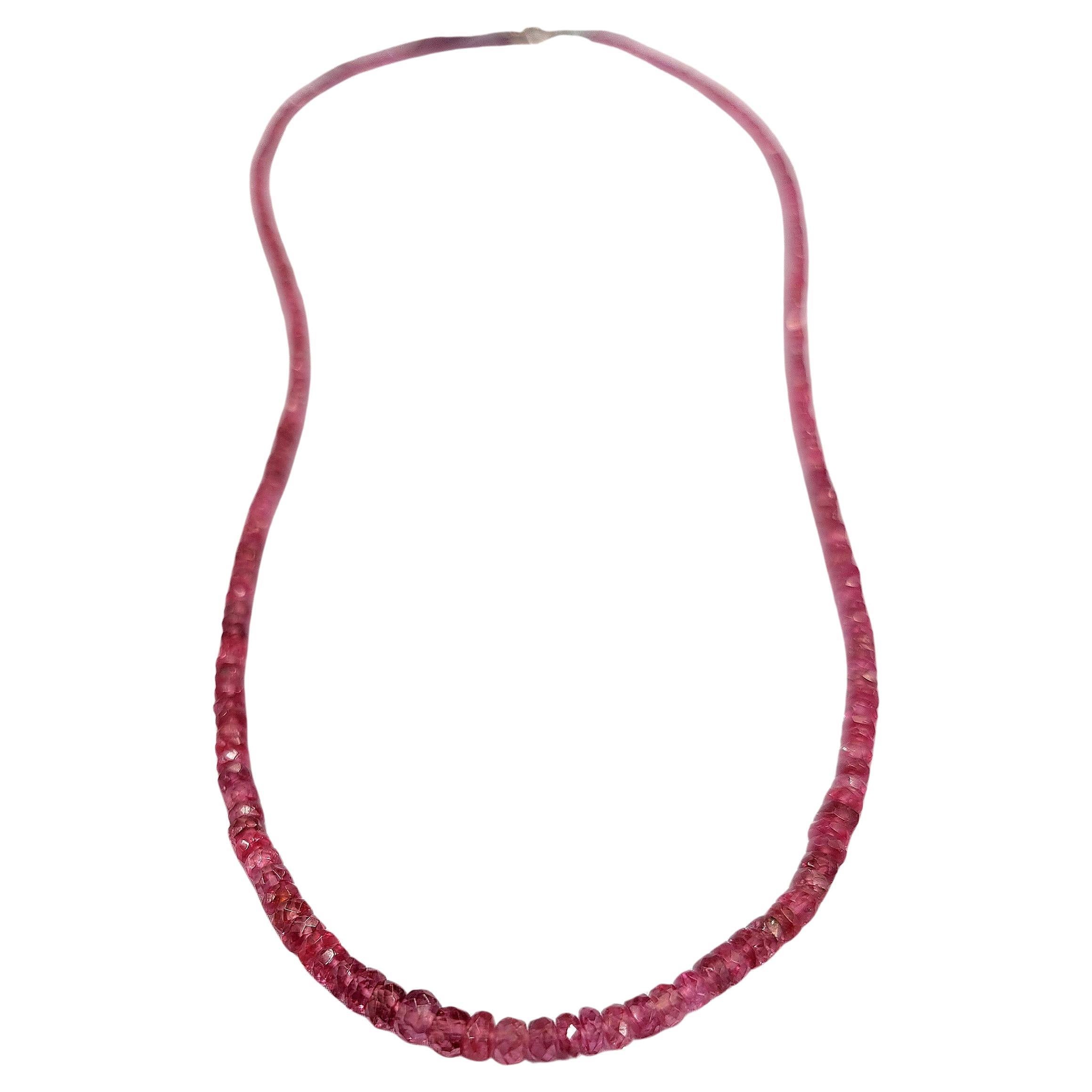 18K Gold Faceted Natural Red Ruby Bead Necklace For Sale