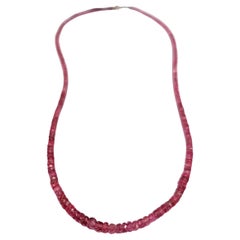 18K Gold Faceted Natural Red Ruby Bead Necklace