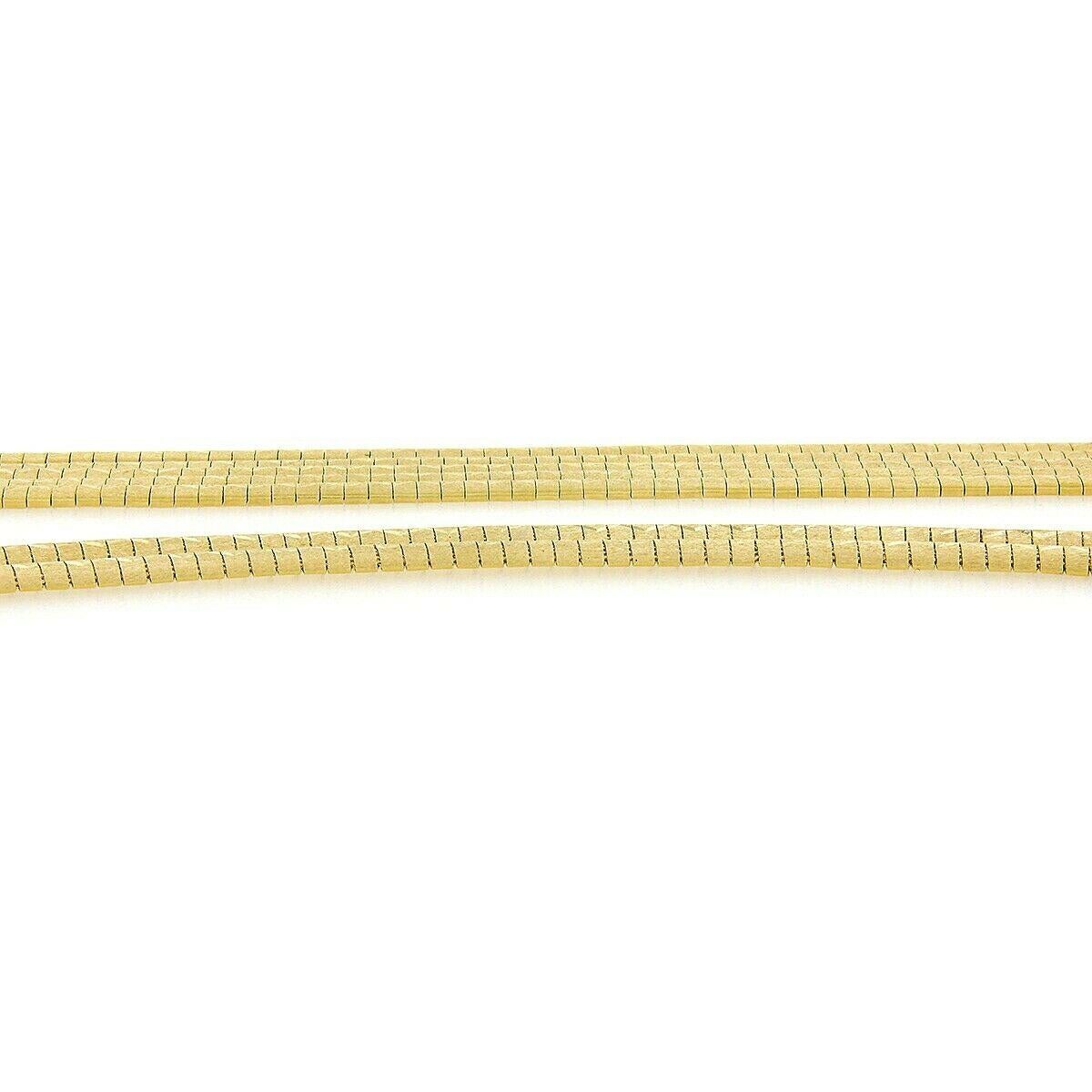 18k Gold Fancy Omega Matte Multi Strap Wide Bracelet & Matching Necklace Set For Sale 1