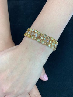 Hand Made Fancy Pink, Green, Yellow, Brown Colored Diamond Bracelet 21.25 CTW