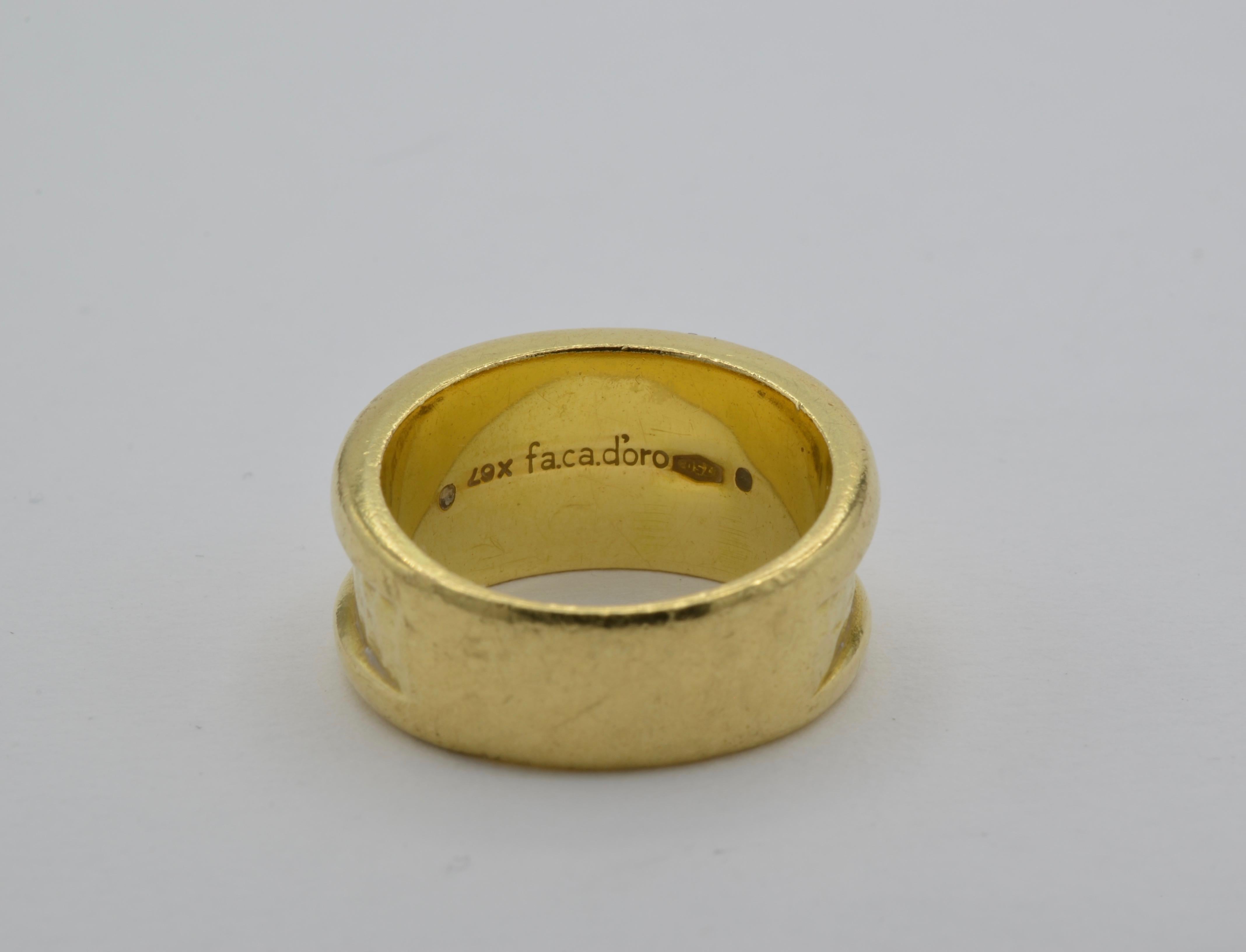 wide hammered gold ring