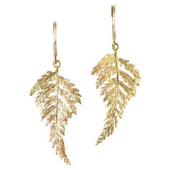 18K Gold Fern Earrings
