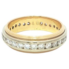 18k Gold Fiery G VS Channel Diamond Milgrain Eternity Wedding Band Ring sz 7