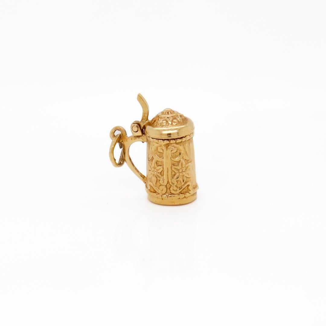 Women's 18k Gold Figural German Stein Charm for a Charm Bracelet For Sale