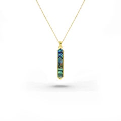 18K Gold filled bar Necklace with Black onyx, Abalone, MOP tahitian grey shell