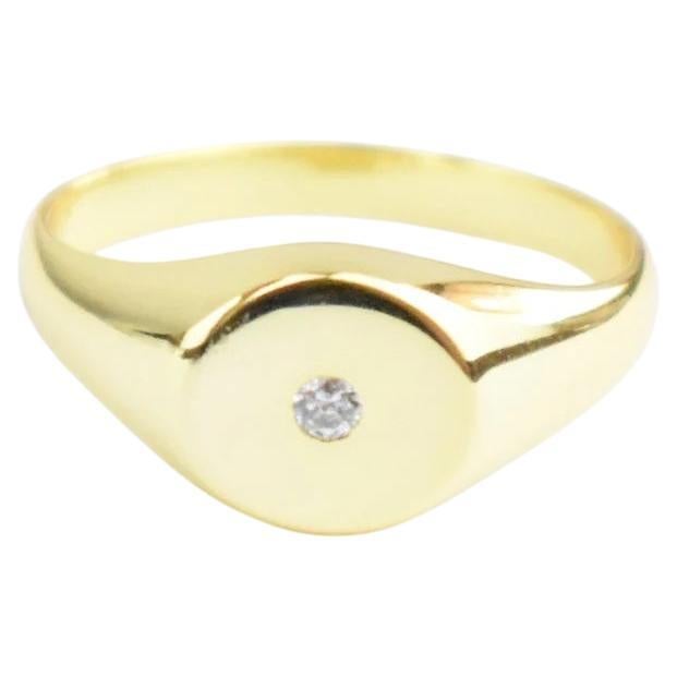 For Sale:  18K Gold Filled Diamond Signet Ring 0.07 cts Diamond Minimalist Statement Ring