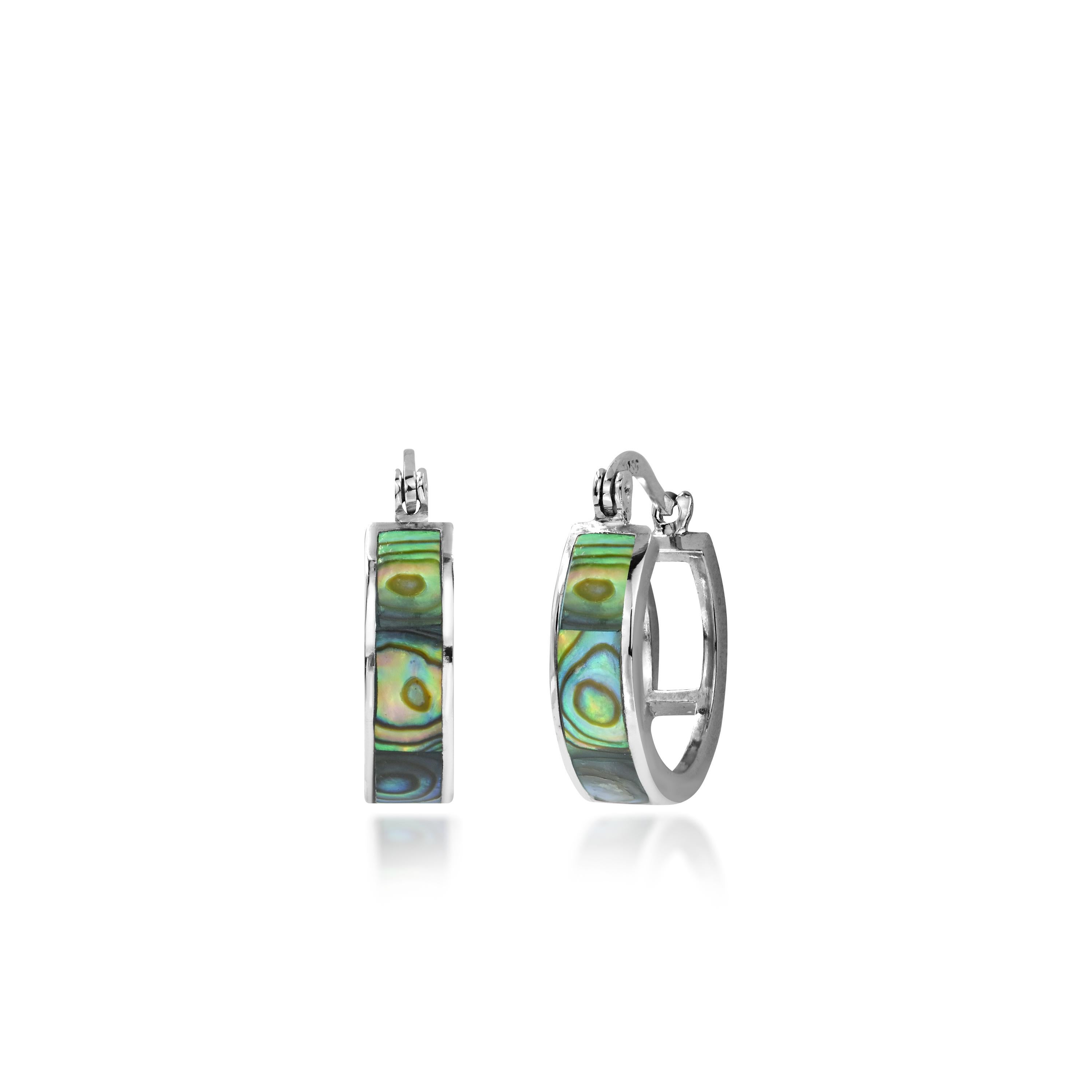 Upgrade your style with these stylish 18K genuine gold filled abalone hinge hoop earrings. The beautiful abalone shell adds a touch of natural beauty, while the hinge design ensures a secure and comfortable fit. These earrings are both trendy and