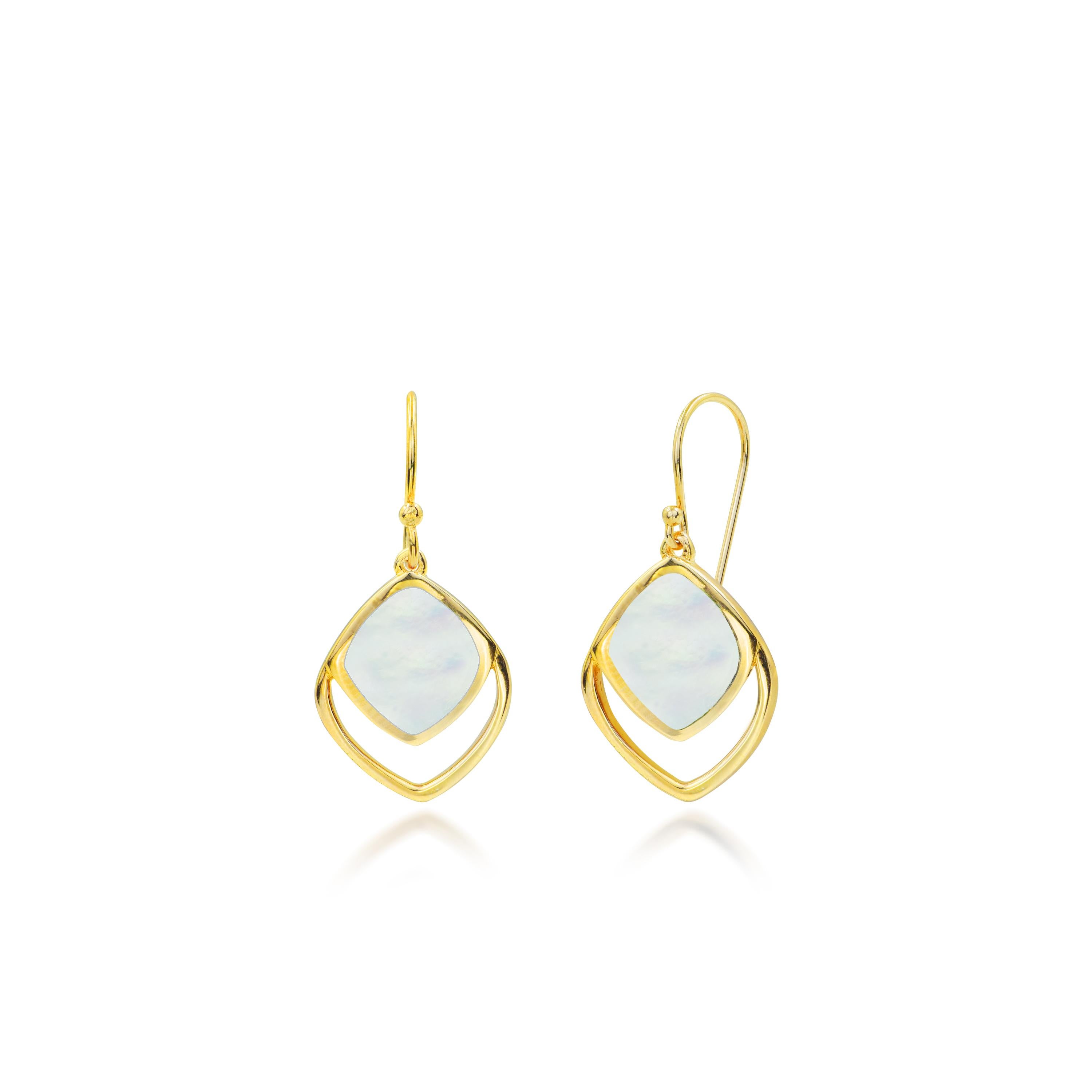 This unique dangle earrings combines the elegance and luxury of gold with the natural beauty of Mother of Pearl, Abalone, Tahitian Pearl and Grey shell. They can be a stylish and eye-catching accessory for various occasions, adding a touch of
