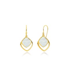 18k Gold filled Geometric Dangle earrings with MOP Abalone Pink Shell Black Onyx