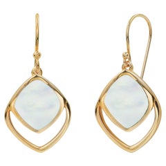 Geometrische Ohrringe aus 18 Karat Gold mit Abalone-Rosa-Muschel und schwarzem Onyx
