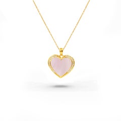 18K Gold filled Heart Necklace with MOP Abalone Onyx Pink Shell  natural zircon