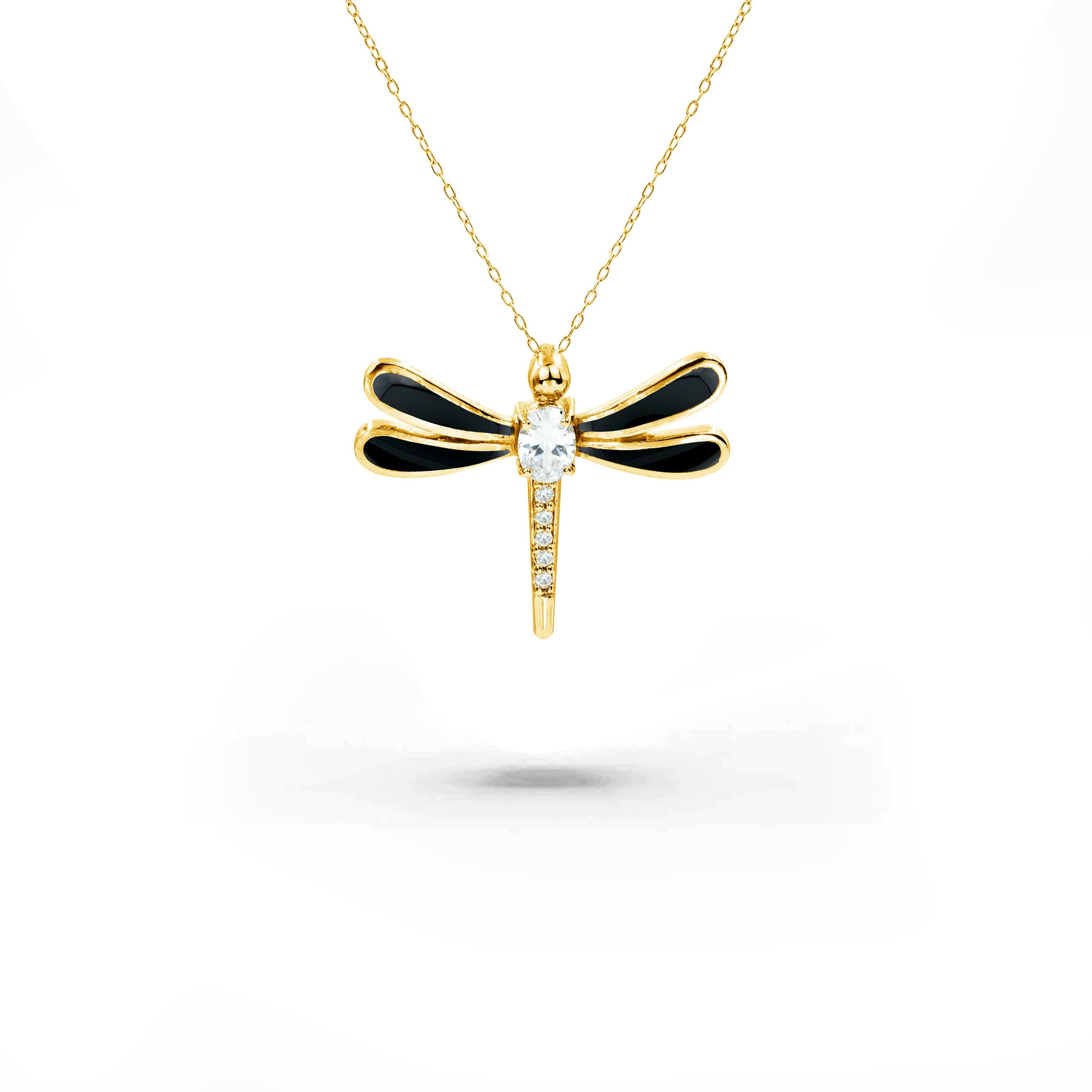 Uncut 18K Gold filled Mother of Pearl  Abalone Dragon fly Necklace with natural zircon For Sale