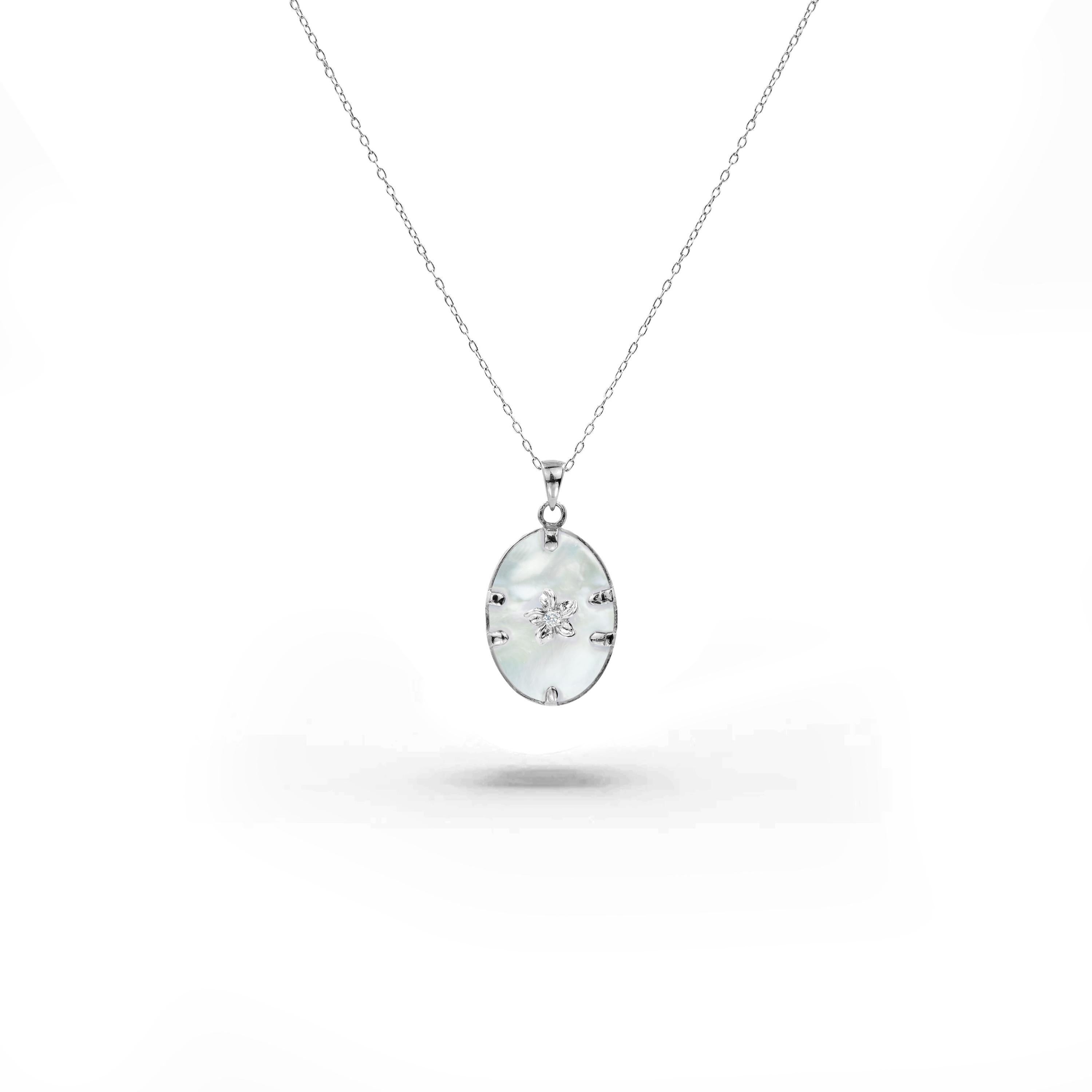 18 Karat Gold gefüllte Halskette mit Onyx MOP Abalone Rosa Muschel und natürlichem Diamanten  im Angebot 2
