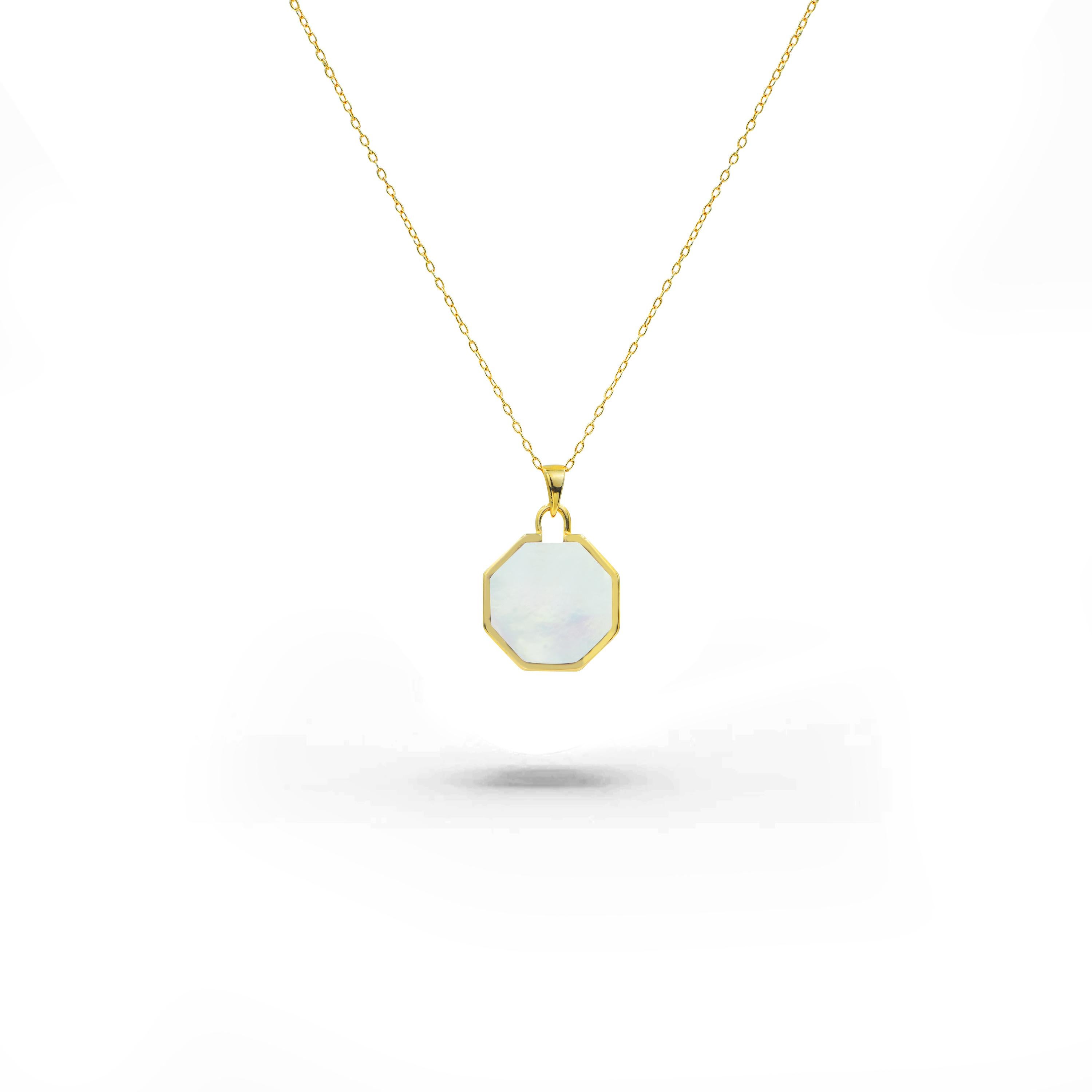 Introducing our exquisite 18K Gold Filled Necklace, a stunning fusion of natural beauty and refined craftsmanship. This captivating piece showcases the iridescent allure of Abalone, the delicate elegance of Mother of Pearl, and the sophisticated