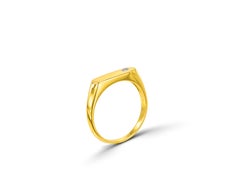 18K Gold filled Signet Bar ring with 0.04 Carat Natural Diamond