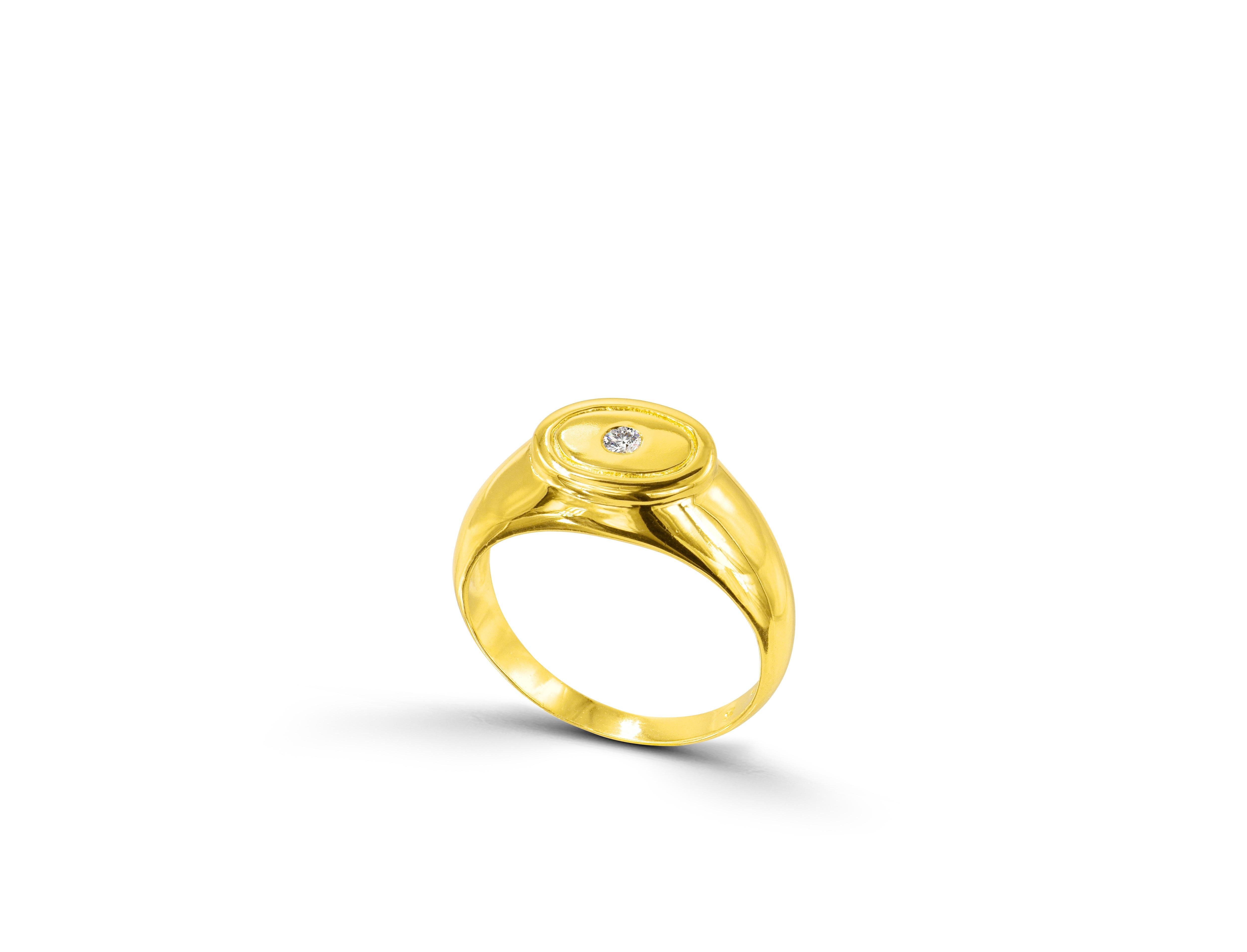 For Sale:  18K Gold filled Signet ring with 0.04 Carat Natural Diamond 2