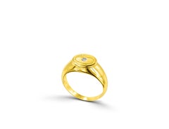 18K Gold filled Signet ring with 0.04 Carat Natural Diamond