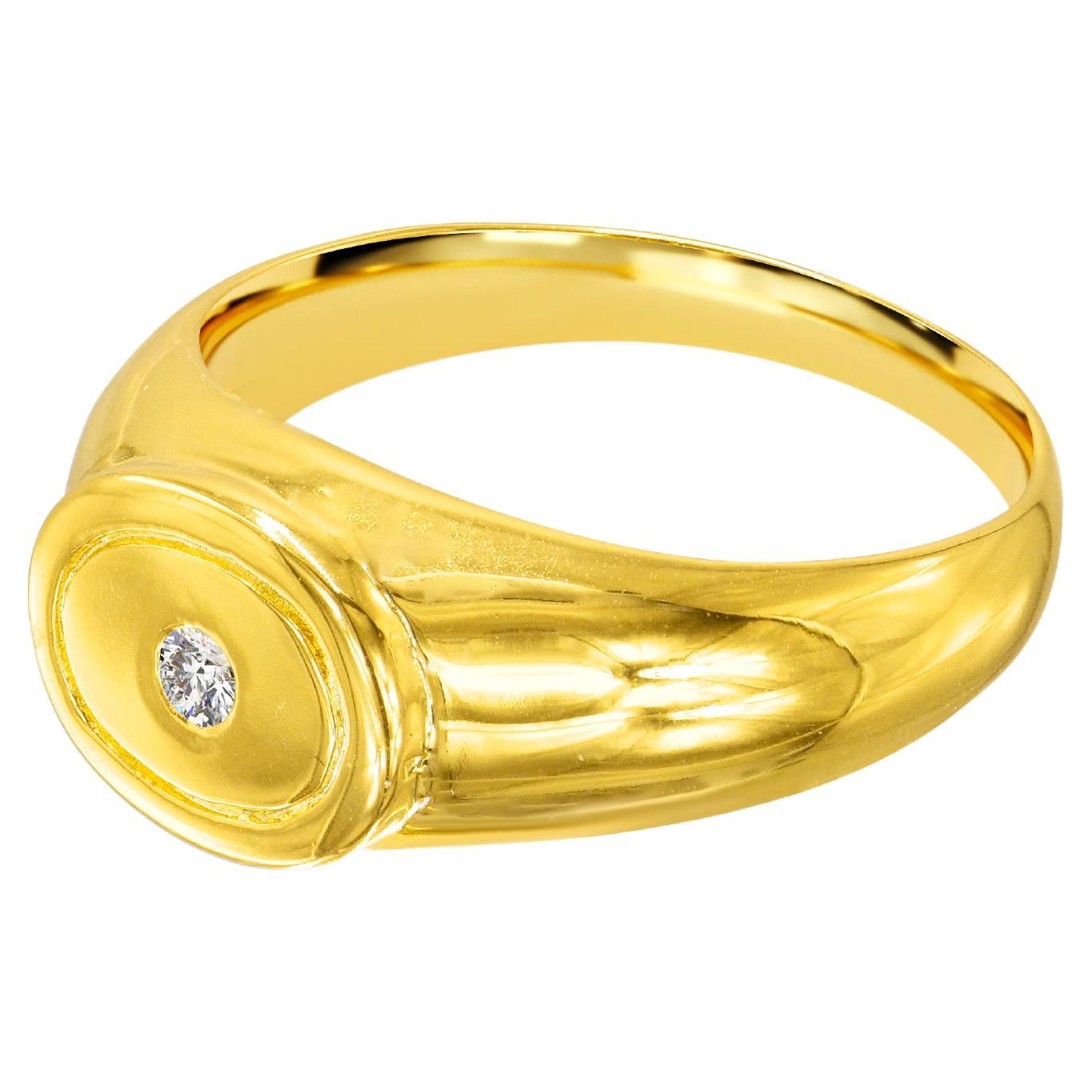 18K Gold filled Signet ring with 0.04 Carat Natural Diamond