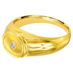 Bague sigillaire en or 18 carats avec un diamant naturel de 0,04 carat