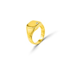 18K Gold filled Signet ring with 0.06 Carat Natural Diamond