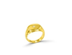 18K Gold filled Signet ring with 0.06 Carat Natural Diamond