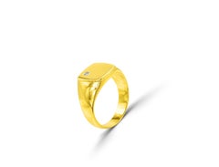 18K Gold filled Signet ring with 0.06 Carat Natural Diamond