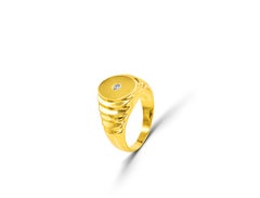 18K Gold filled Signet ring with 0.06 Carat Natural Diamond