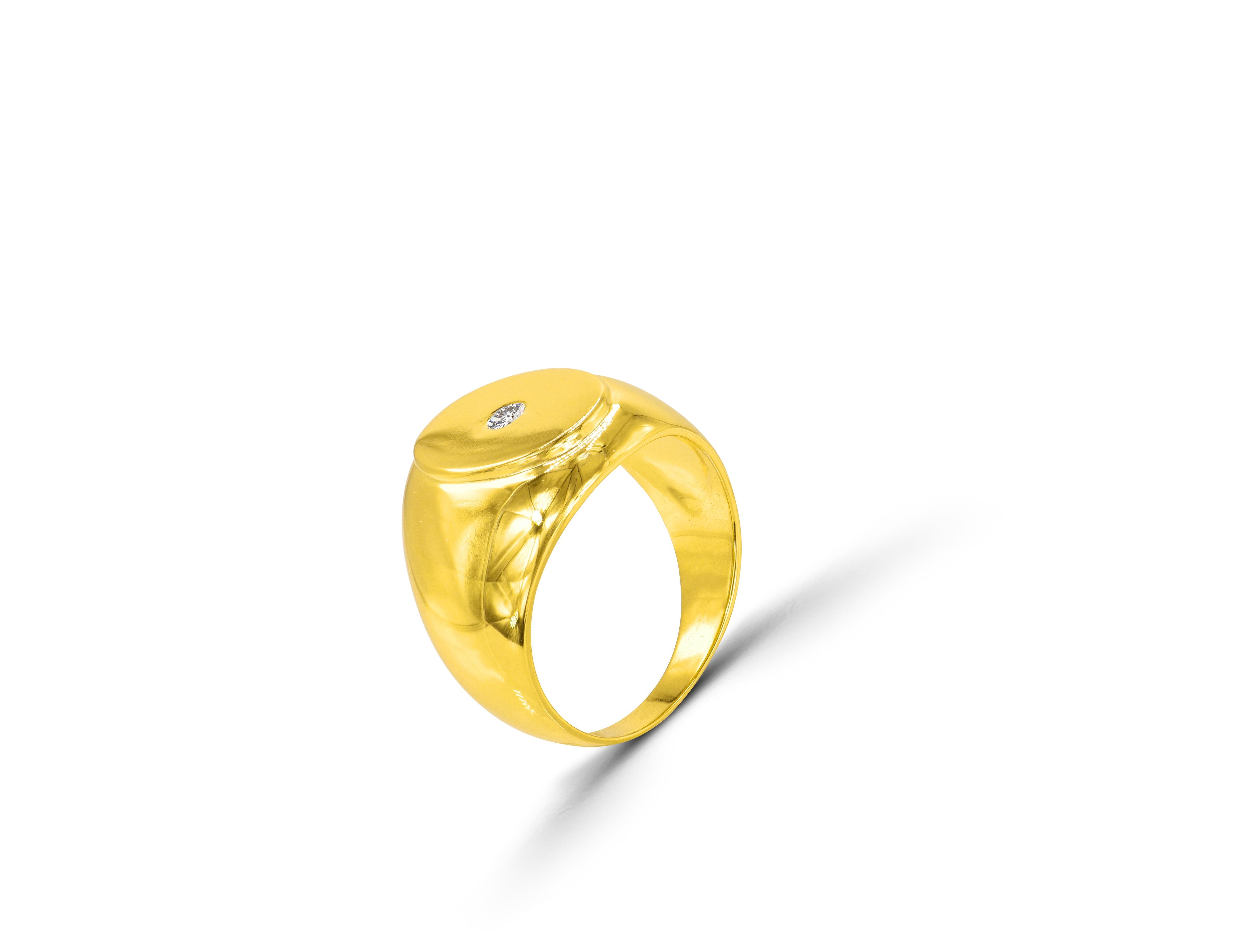 For Sale:  18K Gold filled Signet ring with 0.06 Carat Natural Diamond 2