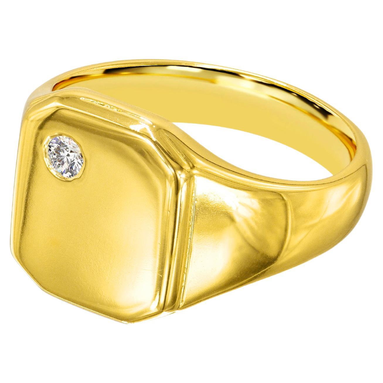 18 Karat Gold gefüllter Siegelring mit 0,06 Karat natürlichem Diamant