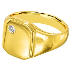 Bague sigillaire en or 18 carats avec un diamant naturel de 0,06 carat