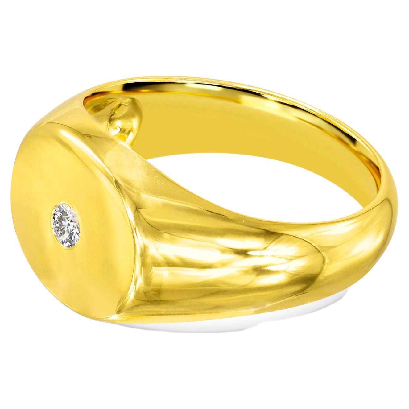 For Sale:  18K Gold filled Signet ring with 0.06 Carat Natural Diamond
