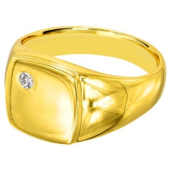 Bague sigillaire en or 18 carats avec un diamant naturel de 0,06 carat